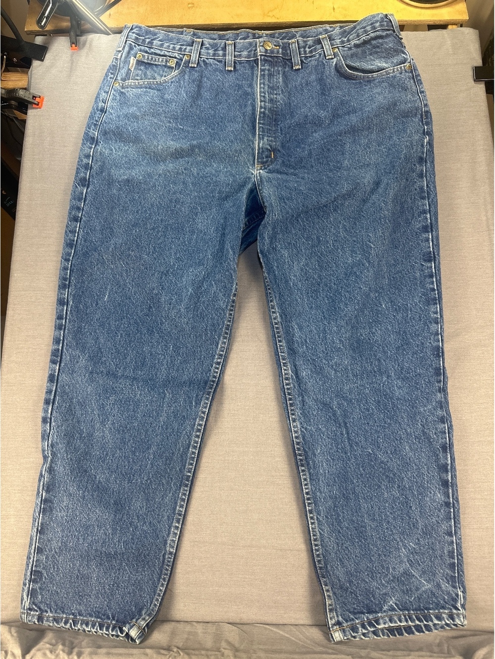 Vintage Blue Denim Jeans Size 44x30 Straight Leg Cotton 100%